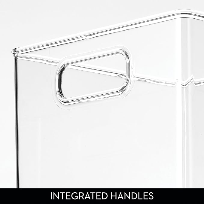 iDesign Clear Plastic Storage Bins, 4-Pack | For Kitchen Pantry and Fridge, For Cabinets and Shelves
