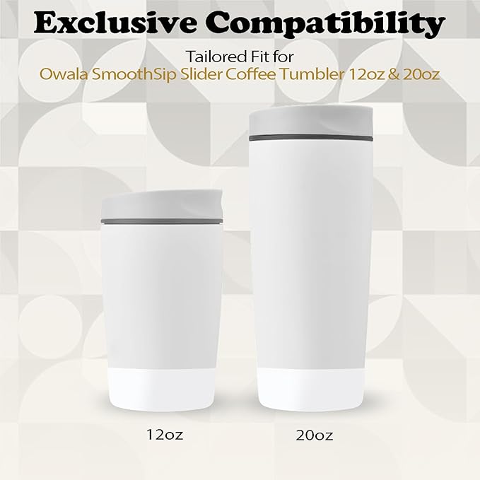 2Pcs Silicone Boot for Owala SmoothSip Slider Coffee Tumbler 20oz 12oz, Anti-Slip Sleeve for Travel Coffee Mug, Protective Accessories for Owala BPA Free (Shy Marshmallow)