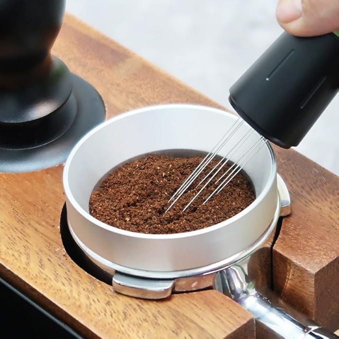 Modern Coffee WDT Espresso Distribution Tool, Geometric Design, Manual Adjustable, Black