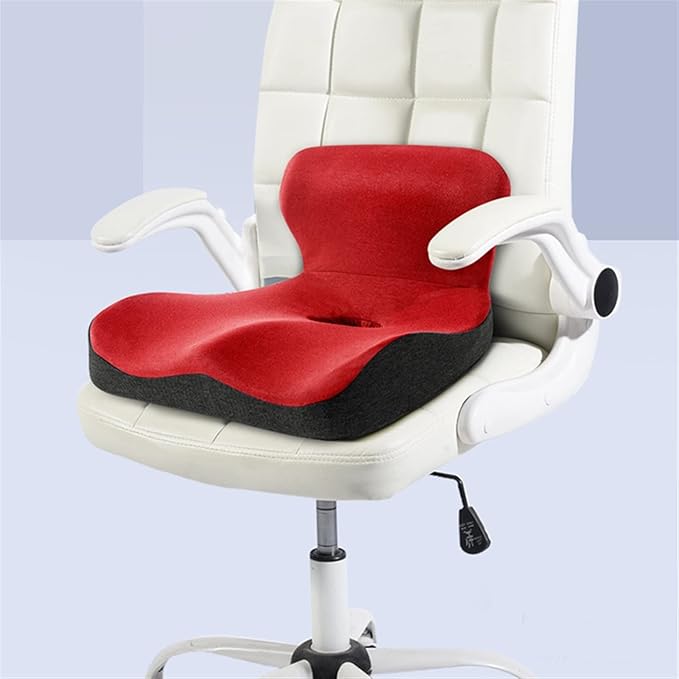 Car Seat Cushion & Lumbar Support Memory Foam Chair Pad, Back Support Pillow Chair Cushion for Office Reduce Tailbone Pressure & Improve Comfort(Dark Gray)