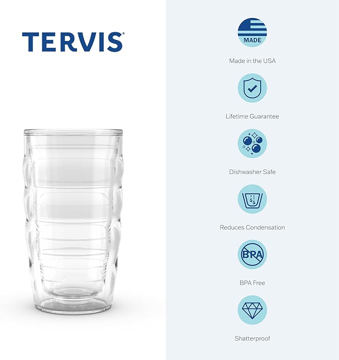 Tervis Clear & Colorful Tabletop 10oz Made in USA Double Walled Insulated Tumbler Travel Cup Keeps Drinks Cold & Hot, 10oz - 4pk, Clear