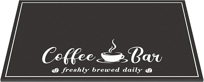 Absorbent Coffee Mat, Fashion Dish Drying Mat for Kitchen Counter Coffee Bar Accessories Espresso Machine Dish Rack 16" x 24" Black