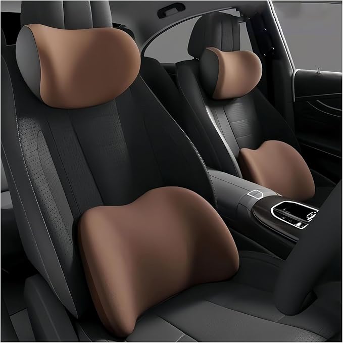 Car Lumbar Support Pillow and Car Neck Pillow Kit for Mazda CX-5 2012-2020 2021 2022 2023 2024 2025 2026, Car Seat Neck Back Rest Pillows, Ergonomic Car Seat Headrest & Lumbar Cushion