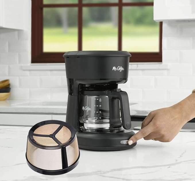 Reusable 4-5 Cup Basket Coffee Filter Fits Mr. Coffee, Cuisinart, Black & Decker, Hamilton Beach Coffee Makers, Stainless Steel, BPA-Free