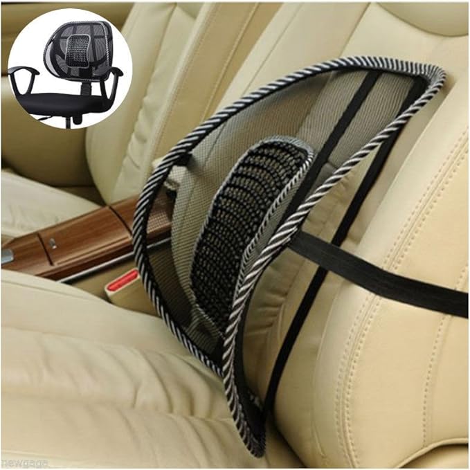 2 Pc Cool Vent Cushion Mesh Back Lumbar Support Car Office Home Chair Seat Black Mesh Back Lumbar Support, Back Support Seat Cushion with Breathable Mesh for Office Chairs Car 14.5" H x 16" W x 6" D