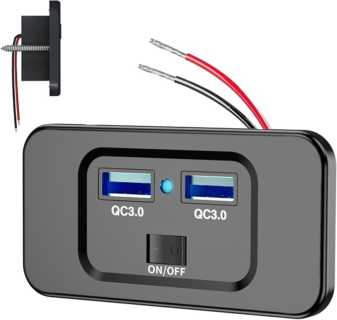 USB Socket for - 12 V USB Port, Phone Charger for | 72 W High Power USB Socket, QC 3.0 Fast Charging Ports, Multi-Port Car Socket Adapter for Motorcycle Trucks