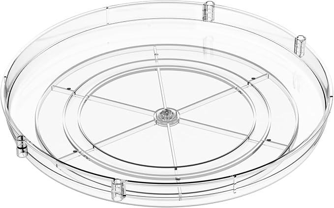 12" W Acrylic Clear Lazy Susan Turntable for Cabinet,Kitchen Countertop,Refrigerator and Pantry Organization Storage,1 Tier Small Spinning Organizer for Vitamin,Medicine,Spice Rack & Organization