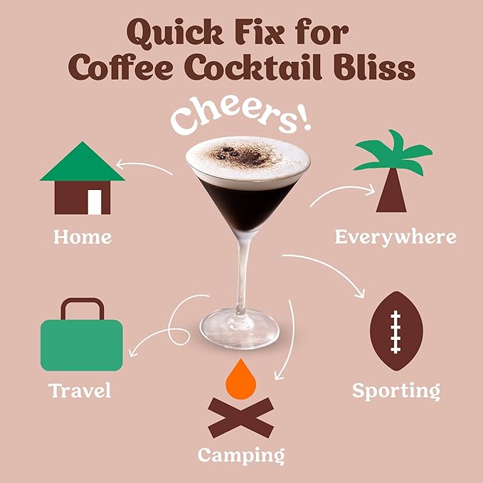 Craftmix Espresso Martini Cocktail & Mocktail Drink Mixer, Skinny Mixes - Water Flavoring Packets - Made With Real Coffee Beans - Vegan, Low-Carb, Low-Sugar, Non-GMO, Dairy Free, Gluten Free, 12 Pack