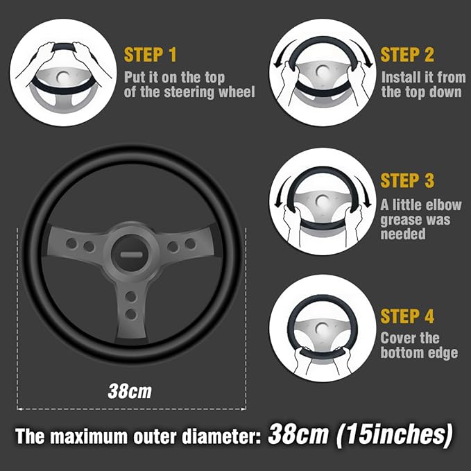 AOTOMIO 15 inch New Baja Car Steering Wheel Cover Universal Fit Most Cars Automotive Blue Ethnic Style Coarse Flax Cloth