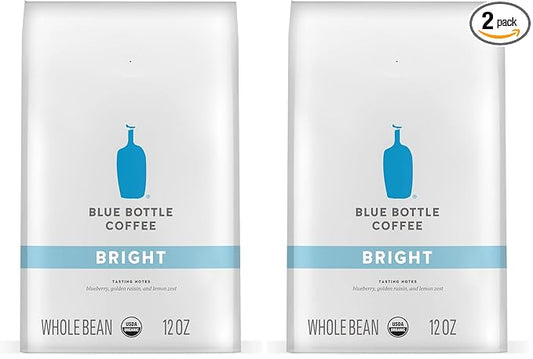 Blue Bottle Whole Bean Organic Coffee, Bright, Light Roast, Bag,12 Ounce (Pack of 2)