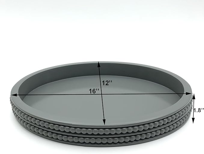 Carah & Cossh Oval Wooden Tray, Modern Decorative 16''x12'', Farmhouse Rustic Serving Tray, Table Centre, Perfect for Storage and Display (Gray)