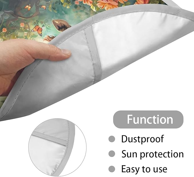 Steering Wheel Sun Shade Cover 17"x17" Car Steering Wheel Cover Vehicle Steering Wheel Protector Decorative Accessories for SUV Truck Car Van, Giraffe Peach Blossom Butterfly