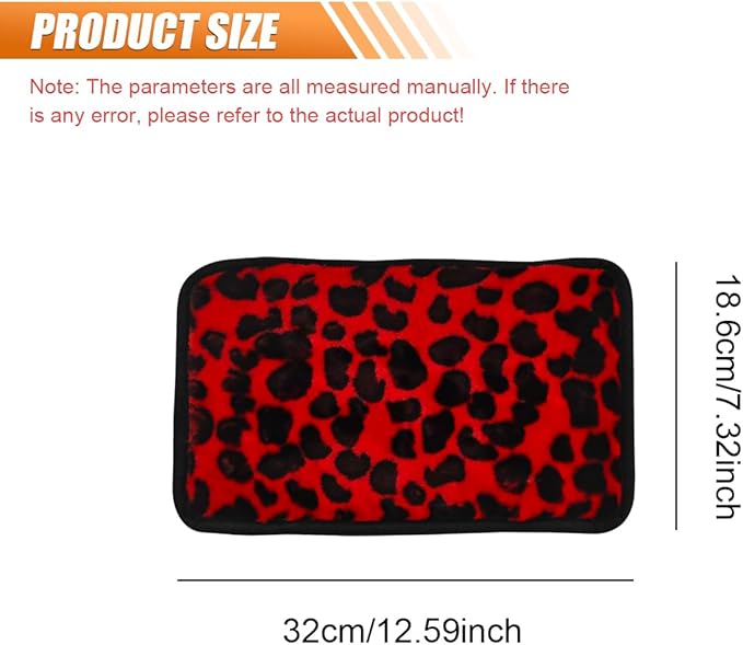 Craedli Leopard Print Car Center Console Cover, Fluffy Soft Car Arm Rest Protective Cushion with Elastic Band, Comfortable Warm Auto Interior Armrest Box Decoration Pad for SUV Truck (Red)