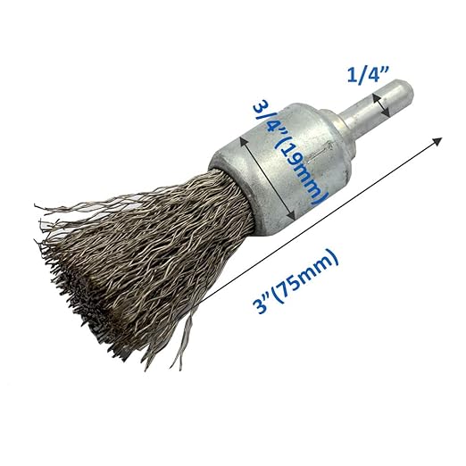 DGOL 5 Packs 3/4 inch Stainless Steel Wire Knot End Brush with 1/4 inch Round Shank for Drill Not for Die Grinder
