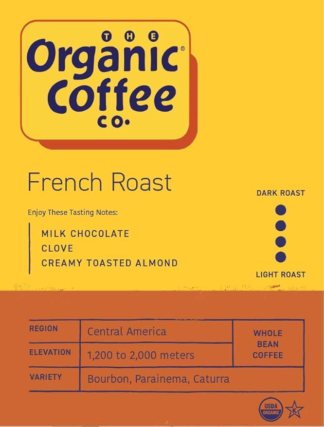 Organic Coffee Co. French Roast Whole Bean Coffee 2LB (32 Ounce) Dark Roast USDA Organic