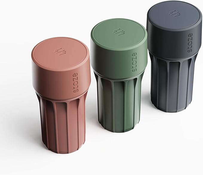 Staze Air Tight Smell Proof Container (148ml) – Vacuum Seal Stash Jar - Waterproof Food Storage Canister, Portable Small Smell Proof Jar for Coffee, Herb, Spice & Gummies - (AUTUMN TRIO)