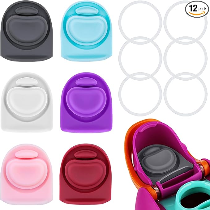 6 Sets Replacement Stopper and O Ring Gasket Compatible with Owala FreeSip 24oz 32oz,Water Bottle Lid Insert Cap Rubber Seal Parts for Owala 16/19/24/32/40oz Mouthpiece Accessories F6