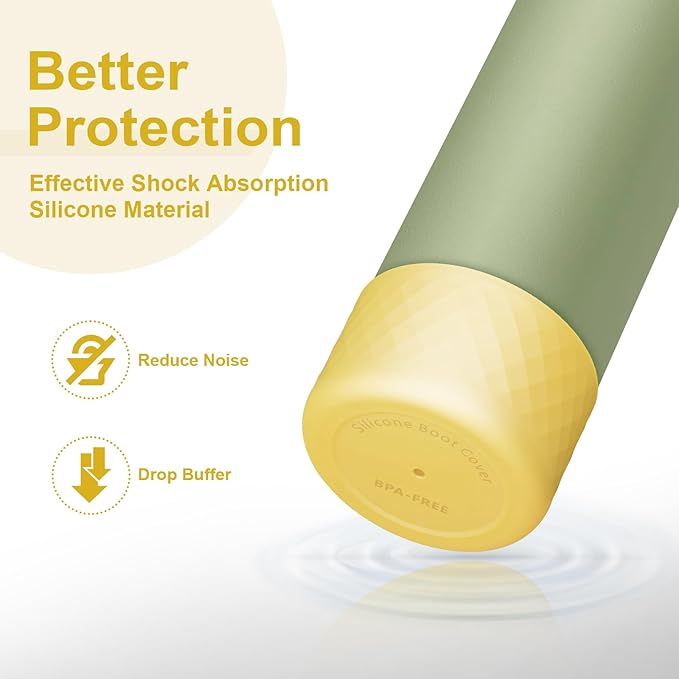 2PCS Silicone Water Bottle Boot for Owala 24oz 32oz 40oz, Anti-Slip Protective Sleeve Bottom Bumper Protector for FreeSip, Twist, and Flip Stainless Steel Water Bottles