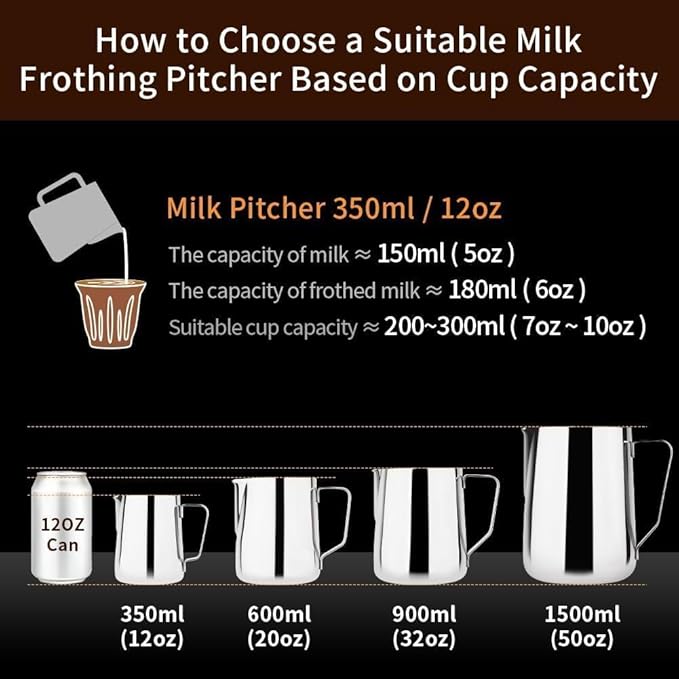 watchget Milk Frothing Pitcher 50oz/1500ml - Stainless Steel Espresso Steaming Pitcher for Cappuccino, Latte Art, Coffee Machine Accessories Milk Jug Frother Cup, Silver