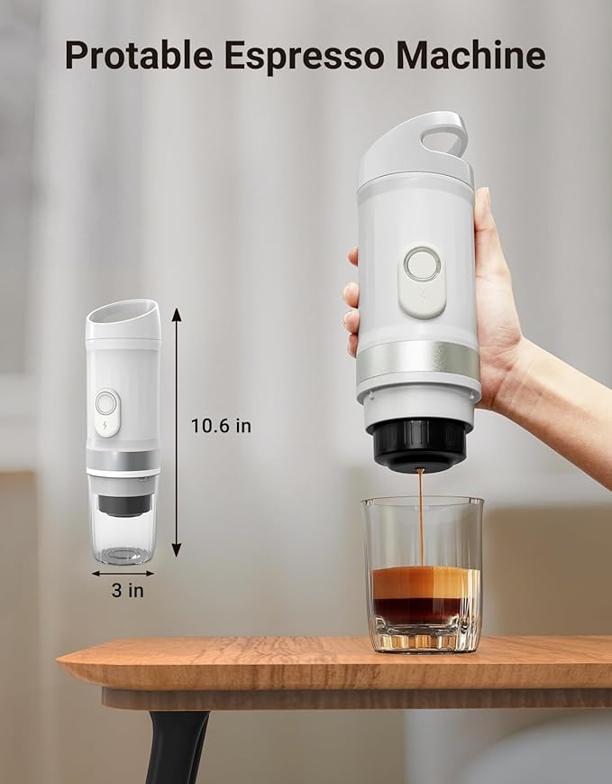 Portable Electric Espresso Machine, 3 IN 1 Self-Heating Travel Coffee Maker for Ground Coffee, NS Capsule&DG Capsule, 20 Bar Portable Coffee Maker with 9600mAh Battery for RV/Hiking/Office/Camp