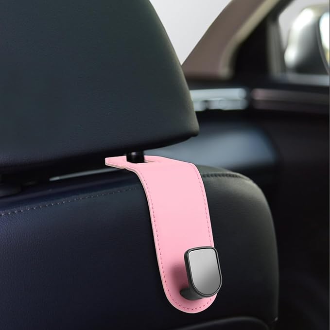 HEALLILY Car Headrest Hooks 2 Pack Backseat Purse Hangers Organizer for Bags Grocery Drinks Universal Car Seat Back Hooks Interior Storage Accessories