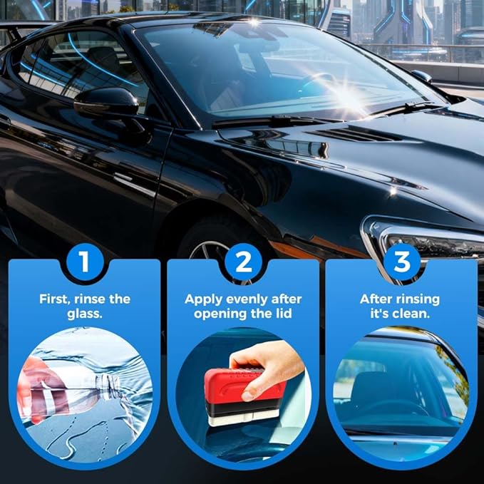 Automotive Oil Film Cleaning Brush, 2025 Upgraded Car Windshield Glass Cleaner for Car Windows, Glass Oil Film Remover Cleaning Board, Anti-Rain Fog, Improves Clarity (2 Set)