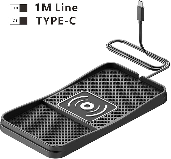 Car Wireless Charger Pad for Chevrolet Corvette 2000-2026, Fast Car Wireless Charging Pad for Car Center Console, Non Slip Charging Mat,1M-Type C