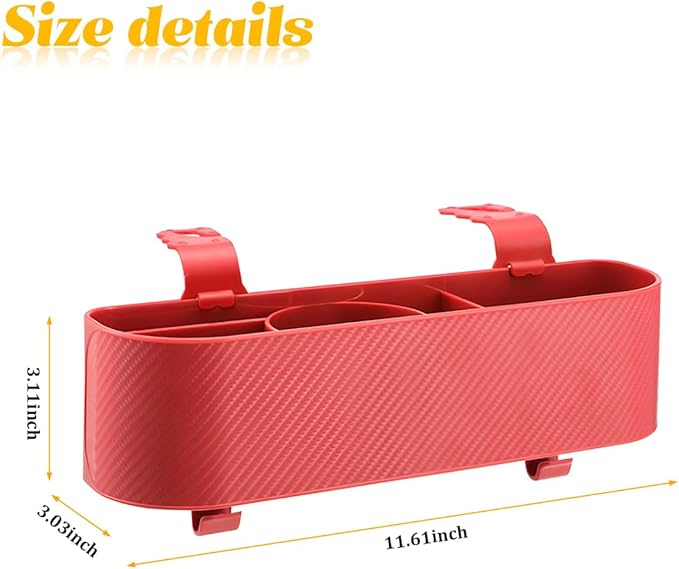 2PCS Car Backseat Cup Holder Organizer, Multifunctional Vehicle Headrest Storage Box with Strong Hooks, Automotive Interior Seat Back Hanging Box Accessories, Universal Fit (Red)