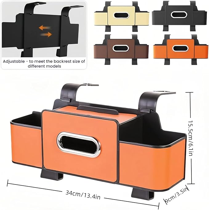 Car Organizers and Storage Box, 2026 New Multifunctional Car Seat Back Storage Box, Multifunctional Car Back Seat Storage Organizer-Carstorage Bag with 2 Cup Holders, Tissue Box, Hooks (Black)