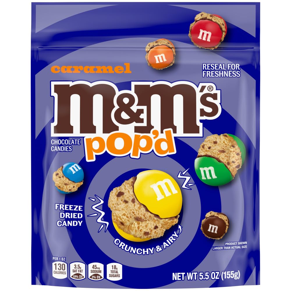 M&M'S Pop'd Caramel Chocolate Crunchy Freeze-Dried Candy 5.5 Oz Resealable Bag