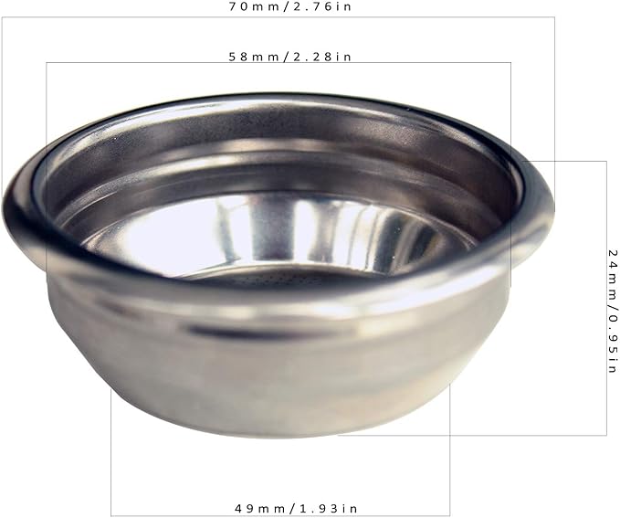 58mm Espresso Filter Basket, Two Cup- Single Wall, Non-pressure Accessorie, Fit Breville 58mm portafilter
