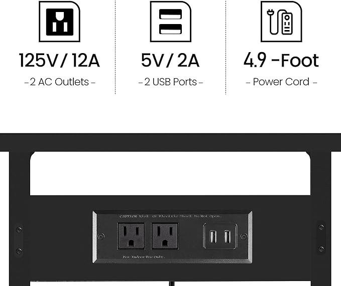 TUTOTAK C Shaped End Table with Charging Station, Set of 2, Couch Table, Tv Tray Table with 2 USB Ports and Outlets, Sofa Side Table for Small Spaces, Living Room, Bedroom TB01BK0442