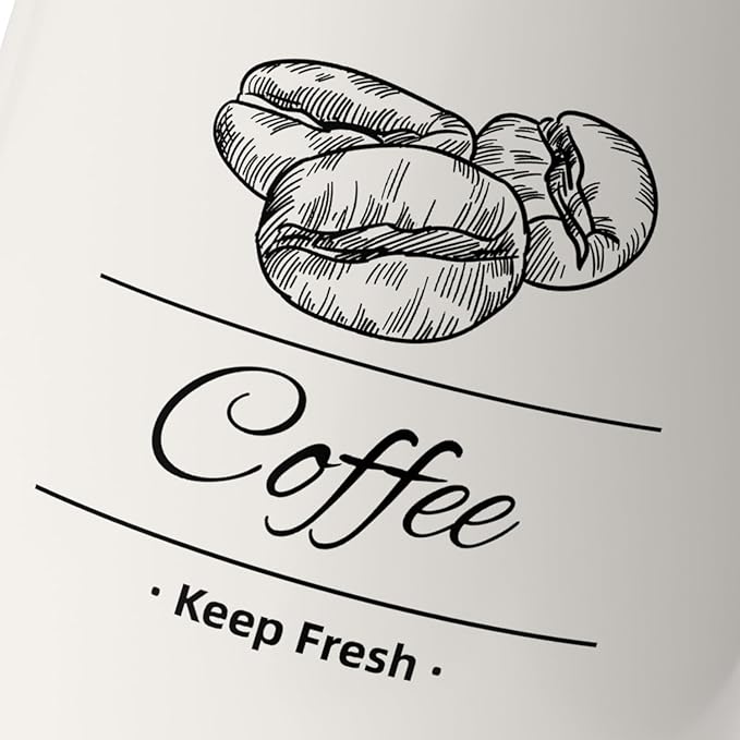 Airtight Coffee Canister - 66 fl oz / 2L Large White Ceramic Coffee Container Airtight - 5.5'' Round × 8.2'' Tall Coffee Bean Storage - Stylish Ceramic Coffee Jar With Lid for Grounds & Beans