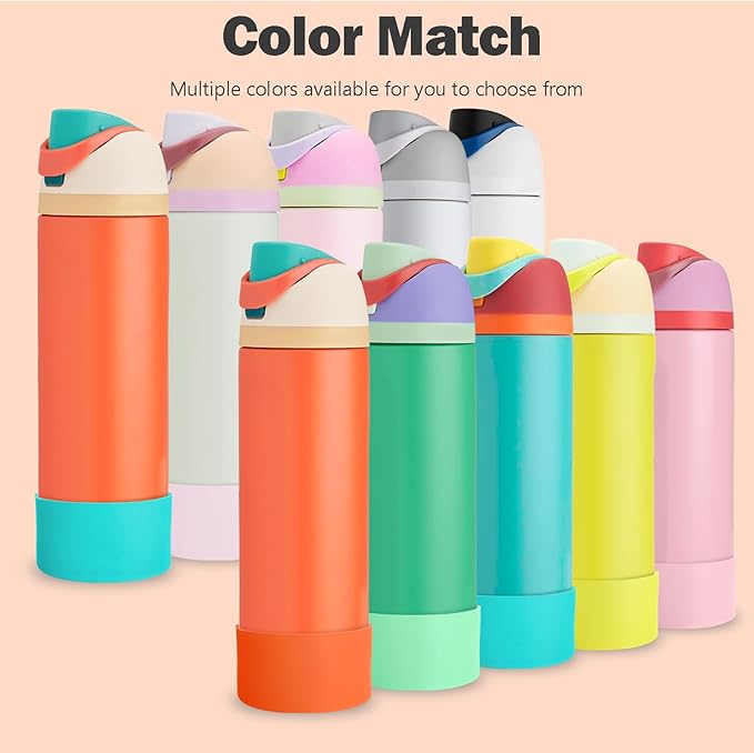 2PCS Silicone Boot for Owala 24oz FreeSip Water Bottle, Anti-Slip Scratch-Resistant Bottom Sleeve, Protective Sports Bottles Accessories, BPA-Free
