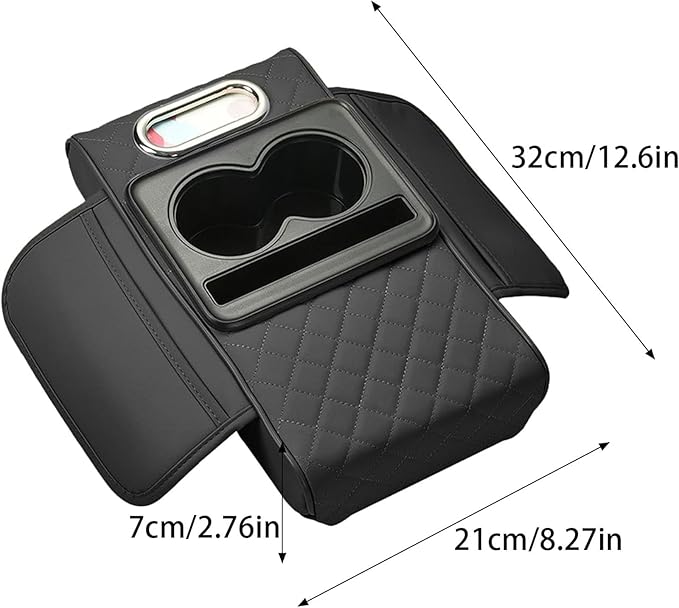 Car Center Console Cover for Hyundai Tucson 2021-2024, Leather Armrest Cushion Protector Pad with Tissue Box Holder Storage Pockets Cup Holder Phone Slot, D/Gray