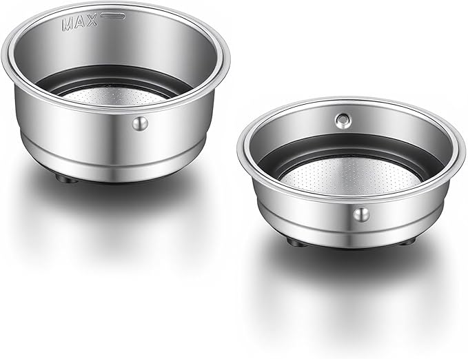 2 Pcs 51mm Portafilter Basket Espresso Basket Stainless Steel Coffee Filter Pressurized Coffee Filter Cups Compatible with 51mm Portafilter Machines for Home Office Machine Serving