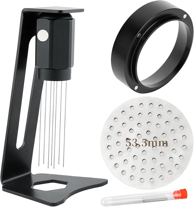 53.5mm WDT Tool Espresso - Espresso Stirrer Distribution Tool with Magnets and Stand, 54mm Dosing Funnel & Puck Screen | Fits Breville 8 Series Espresso Coffee Machines and 54mm Portafilters