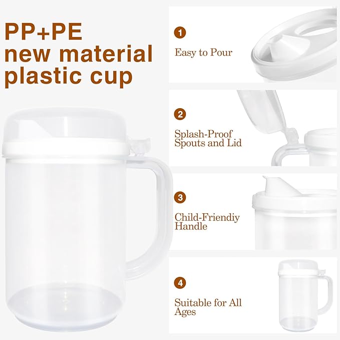 3Pcs Child Safe Easy Pour Mini Pitchers for Early Learning,Clear Plastic with Lid & Handle,Ideal for Water,Milk & Juice in Classroom,Nursery & Home(22 Oz)