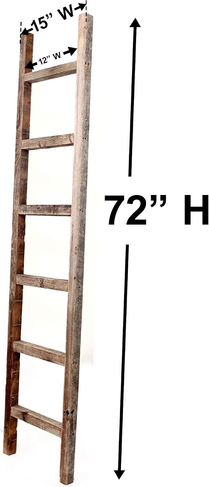 BarnwoodUSA Rustic Farmhouse Decorative Ladder - Our 6 ft Ladder can be Mounted Horizontally or Vertically and is Crafted from Upcycled Wood | No Assembly Required | Brown