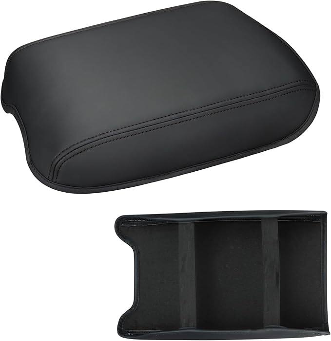INTGET Center Console Cover for 2022-2025 2026 Nissan Frontier Accessories Leather Middle Console Cover Arm Rest Lid for Nissan Frontier Pro 4X Accessories S/SV/PRO-X/SL/Hardbody (Black Stitches)