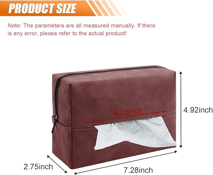 Car Tissue Holder, Rectangular Tissues Box Cover, Back Seat Tissue Dispenser for Tissues, Car Napkin Holder with Elastic Band, Fits for Storage & Organizer (Red)