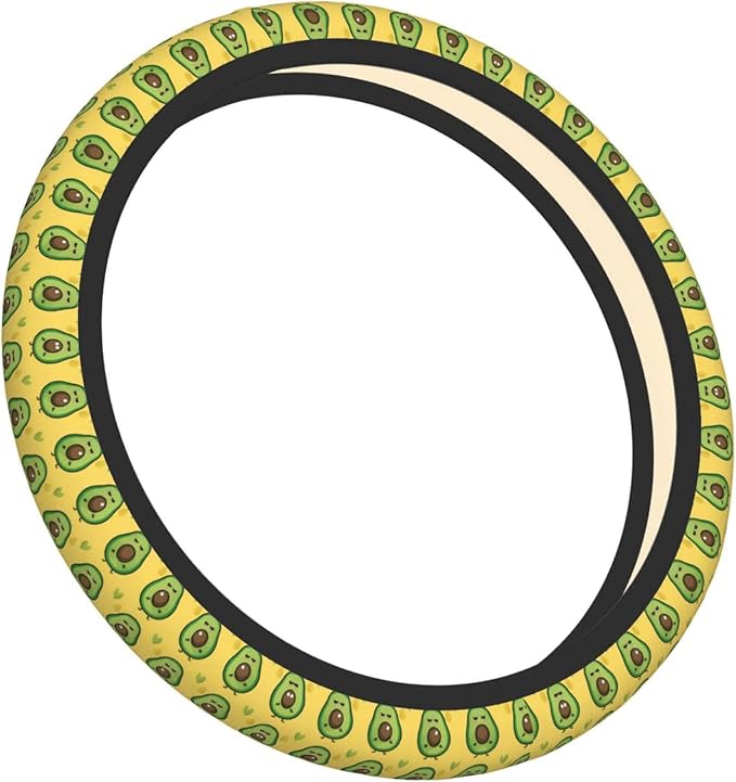 Neoprene Steering Wheel Cover Cartoon-Avocados?Pattern Car Steering Wheel Cover Universal Fit for Most Cars