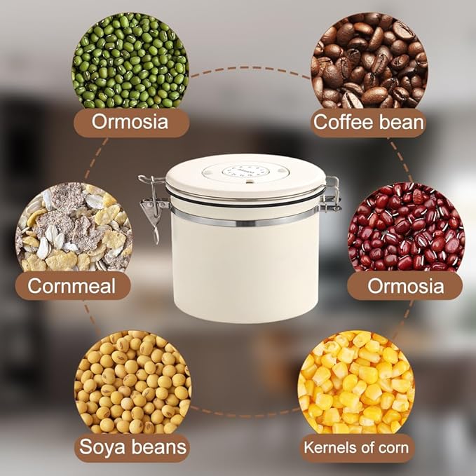 Stainless Steel Coffee Canister, 40 fl oz, Airtight Lid with CO2 Valve, Perfect for Bean, Ground & Tea Storage - Coffee Lovers Essential
