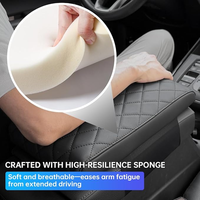 CRV Center Console Cover/Pad Fit 2023 2024 2025 2026,Faux Leather Honda CRV Armrest Mat,Ergonomic Support Cushion,Console Protector,Waterproof Wear-Resistant Scratch-Resistant