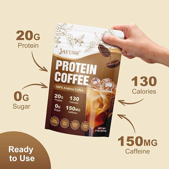 Protein Coffee Powder Premium Whey Protein & 100% Arabica Coffee Keto Friendly Gluten Free Zero Artificial Flavors & Sweeteners 8 Oz