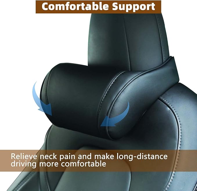 Car Neck Pillow with Memory Foam Comfortable Ergonomic Design Seat Neck Support Headrest Softness Car Pillow Cushion for Driving, Universal Fit, 1 Piece, Black