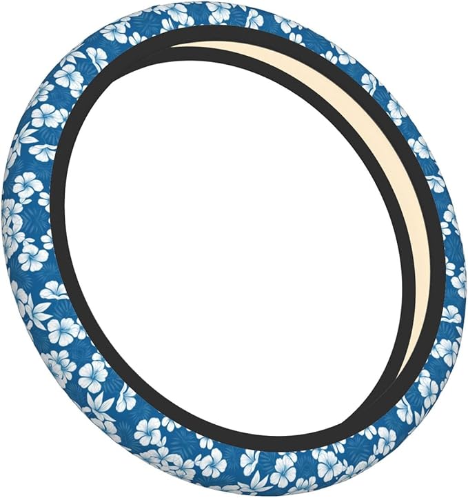 Hawaiian Flowers Universal Fit Steering Wheel Cover for Car, Truck, and SUV, Durable Steering Wheel Protection