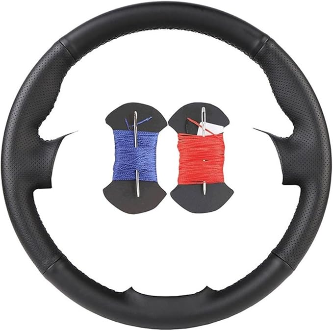 Custom Microfiber Leather Steering Wheel Cover fit for 1998-2005 206, 206 SW, 206 CC - Slip-On Design(A-Red-Blue thread)