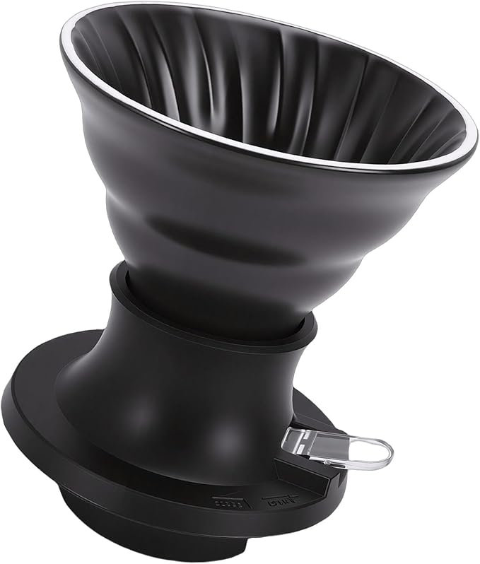Premium Ceramic Pour Over Coffee Dripper - Heat Immersion Cone Brewer with Filter Holder for Home, Office & Travel Use, Ideal Coffee Maker for Daily Brewing (Black)