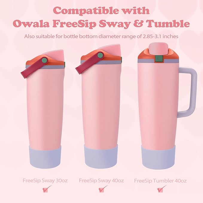 2PCS Silicone Boots for Owala 30oz & 40oz FreeSip Sway Bottles & Tumblers – Non-Slip, Scratch-Resistant, Stability Enhancer for Owala Accessories (Taro Purple)